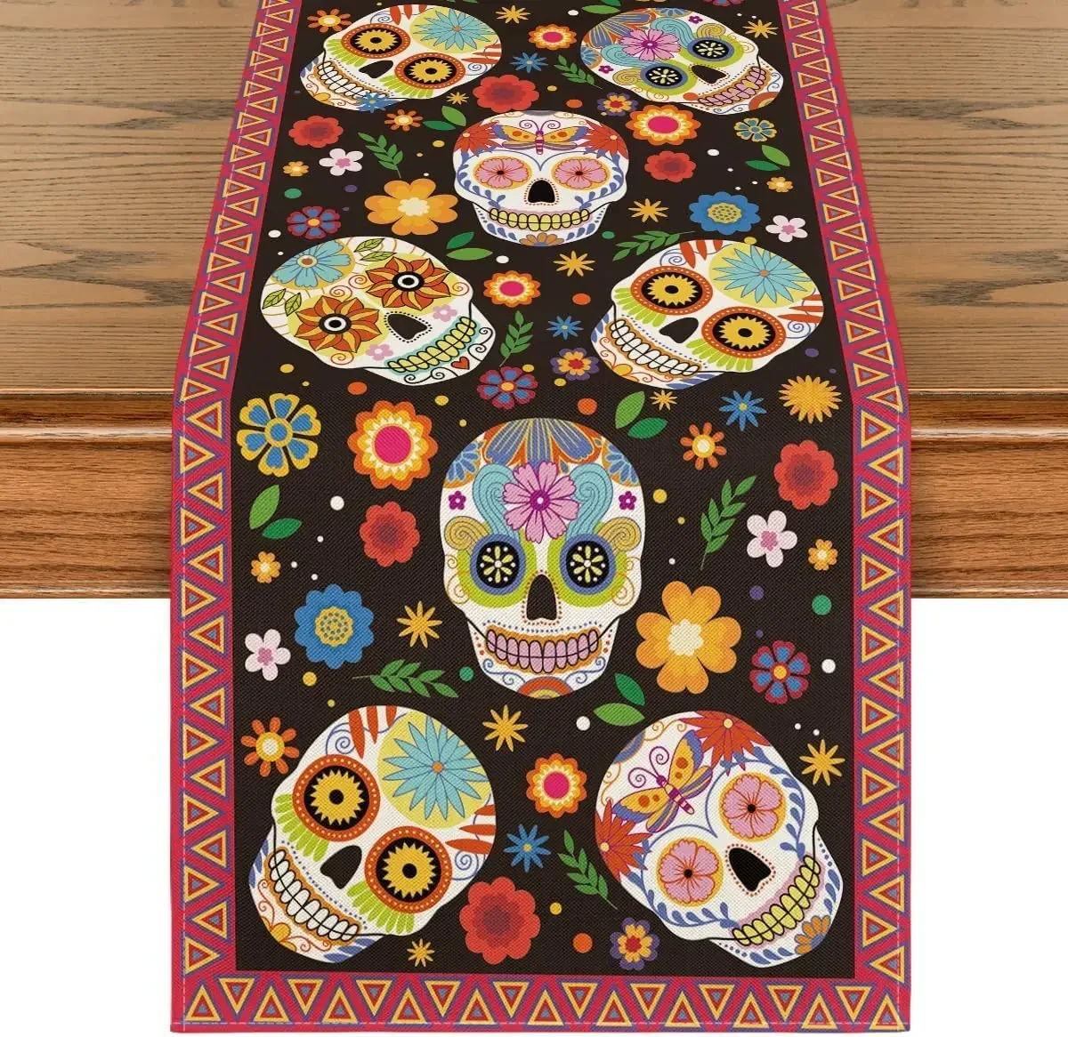 Mexican Day Of The Dead  2026 Table Runner Holiday Party Decor Reusable Kitchen Dining Table Runner Dia De Los Muertos Decor