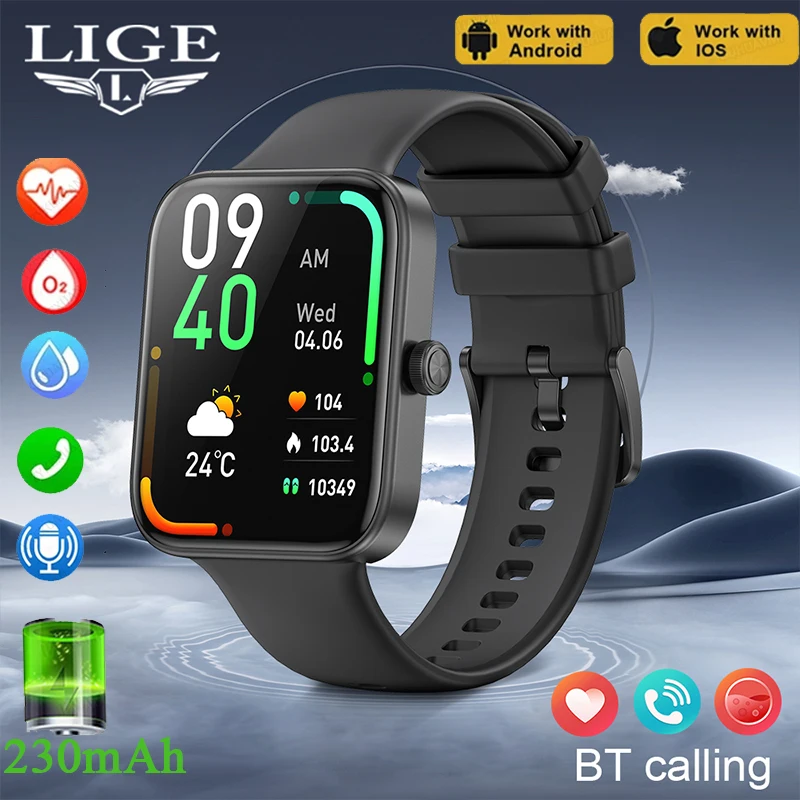 

LIGE Smart Watch Men 2024 Bluetooth Calling IP67 Waterproof Sport Fitness Tracker Music Control Women Smartwatch For Android IOS