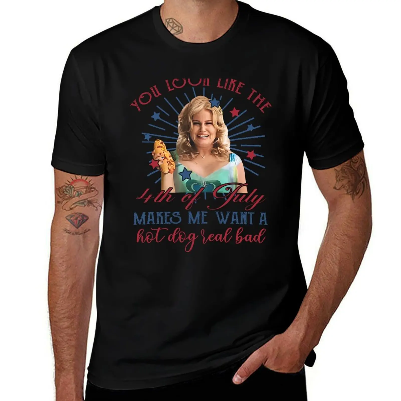 Jennifer Coolidge You Look Like The 4th Of July It Makes Me Want A Hot Dog Real Bad T-Shirt Work Wear Short Sleeve T-Shirt