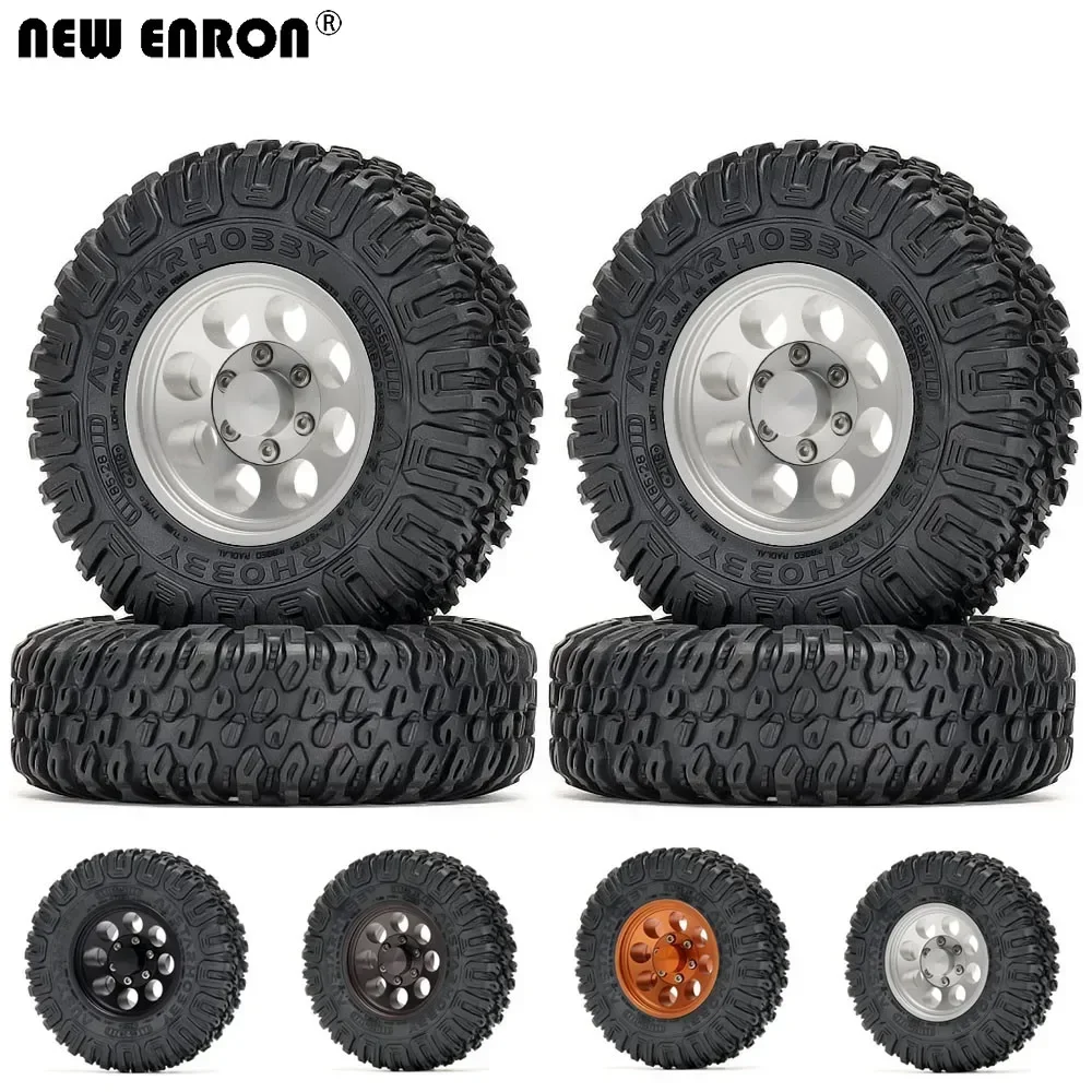 

1.55" Alloy Beadlock Wheels Hub & 85mm Rubber Tires for RC Crawler Car 1:10 RC4WD TAMIYA CC01 LC80 Jimny Axial 90069