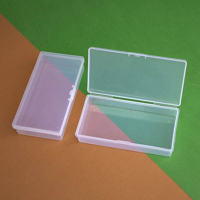 Nail Art Rectangle Plastic Transparent Jewelry Storage Box Nail Rhinestone Brush Pen Buffer Grinding Files Container Case