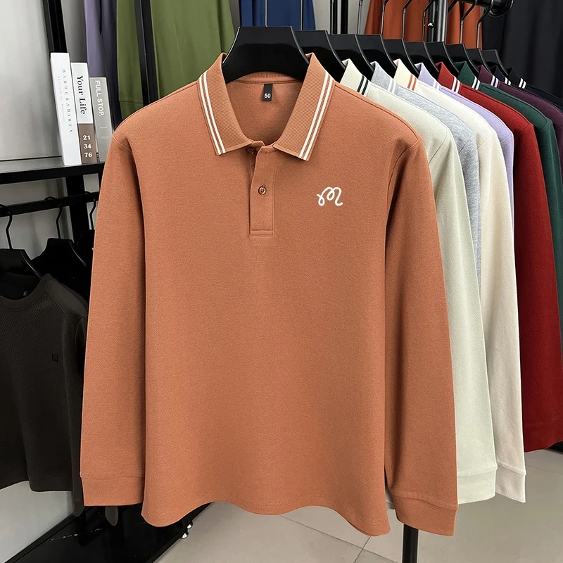 Exquisites Herren-Designer-Mode-Polohemd mit Revers und Print, 100% Baumwolle, Warn, Herbst-Frühling, Langarm-T-Shirt, Vielseitige Herrenbekleidung – Detail 13