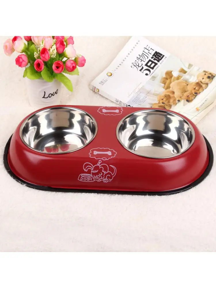 

Pet Food, Stainless Steel Dog Bowl, Double Bowl, Dog Food Bowl