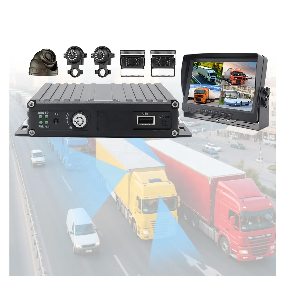 HD Dash Cam 4G GPS Mobile MDVR 8ch 4ch System Truck Rear View Camera AHD Bus LCD  Reverse Video Recorder Kit