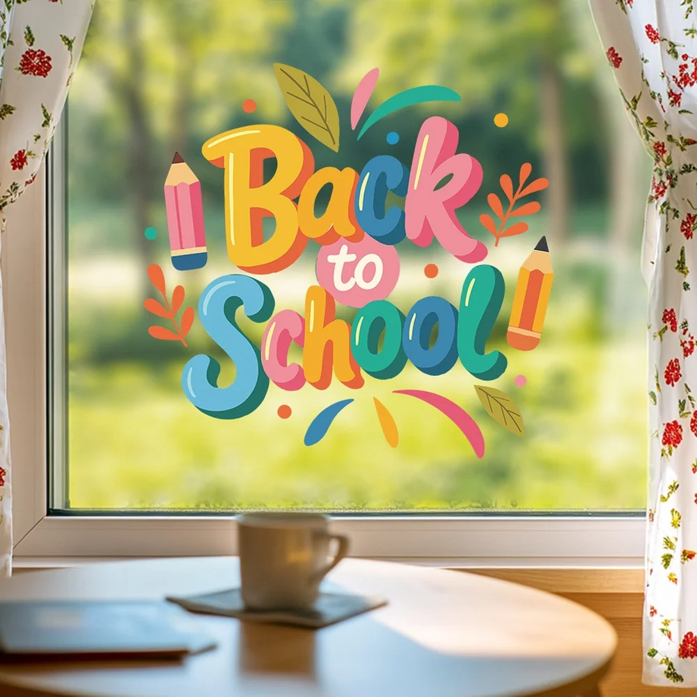 Classroom Decorative Transparent Stickers with Colorful Alphabet and Number Patterns PVC Window Decals 28 27cm 30 29cm