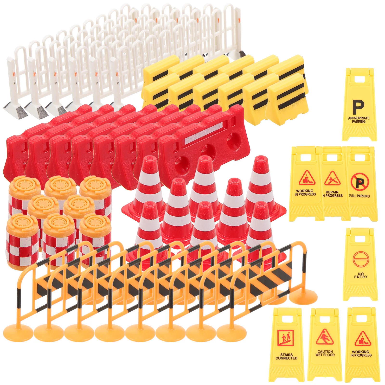 62 Pcs Transportation Toy Model Road Block Traffic Roadblocks Barrier Barricade Sign Signs