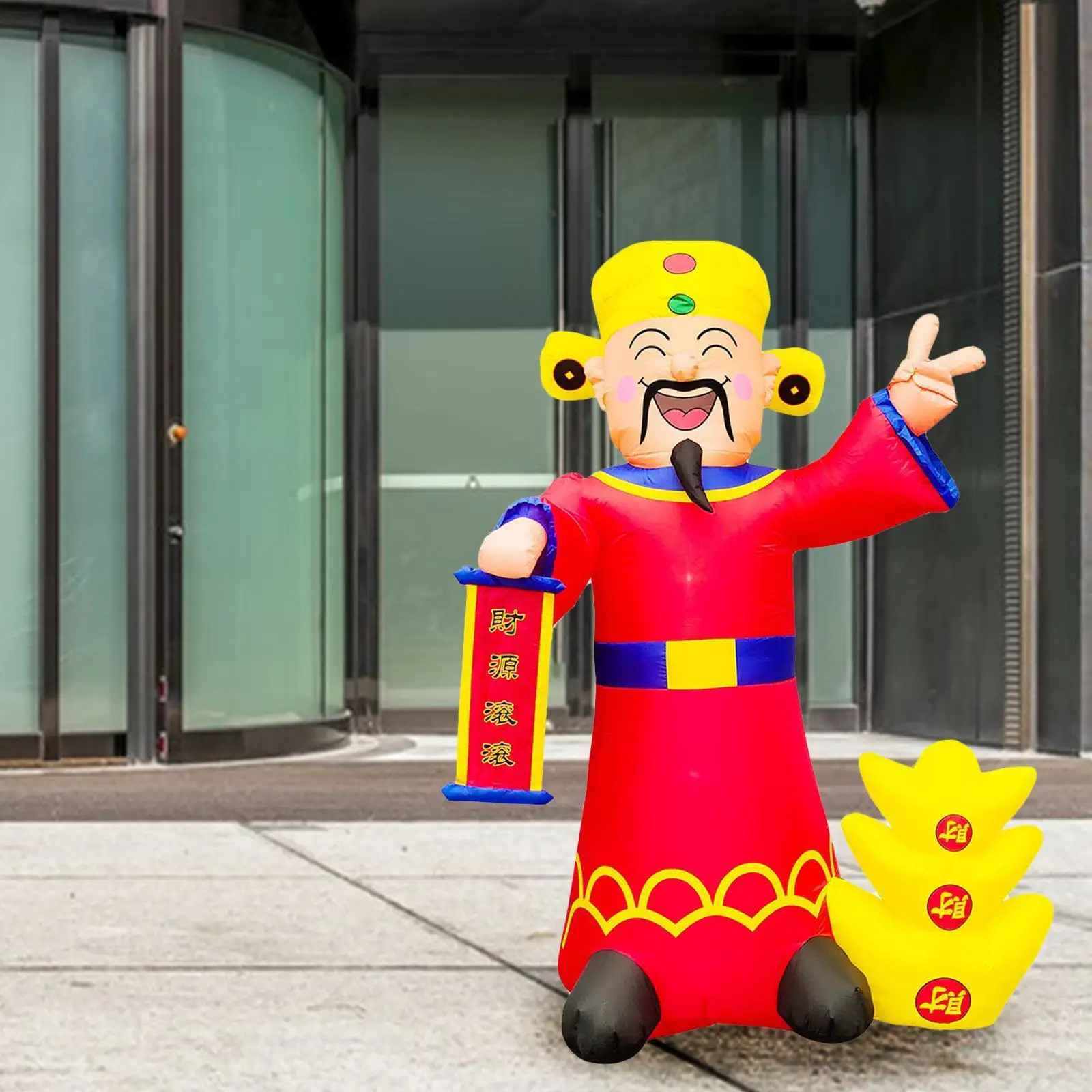 

240cm Chinese New Year Inflatable Decor Blowup Spring Festival Ornament Sculpture US Plug for New Year Gifts Backyard Garden