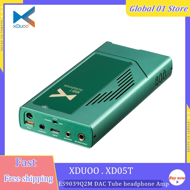 

XDUOO XD05T Dual ES9039Q2M Portable DAC Headphone Amplifier HiFi Audio Amp DSD512 768Khz Bluetooth 5.1 LDAC USB C XMOS XU316