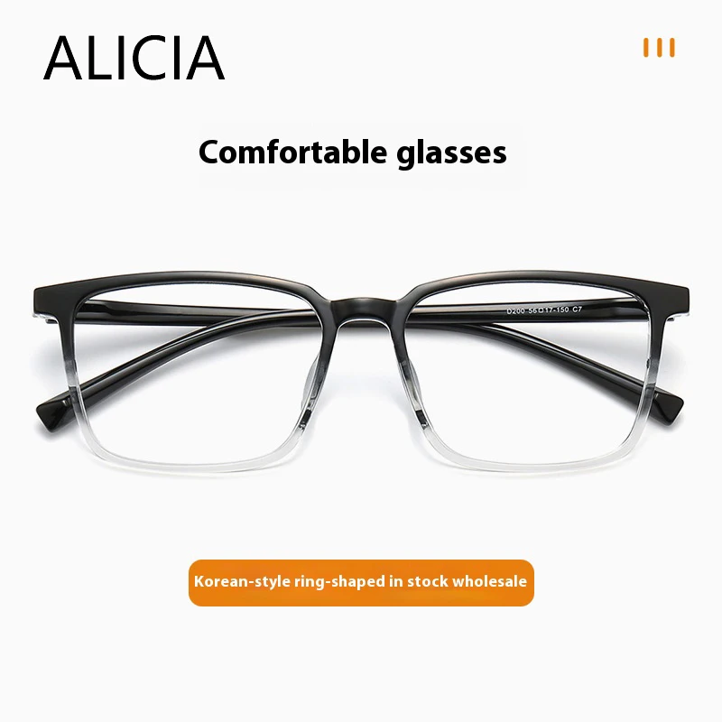 

ALICIA Large Size Eyewear Fashion Square Full Frame Ultra light TR90 Spectacle Optical Prescription Frames Black Man Woman