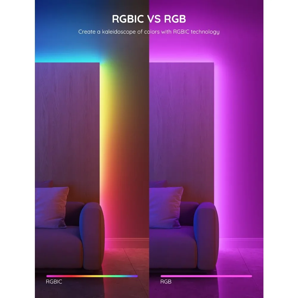 16.4ft RGBIC LED Strip Lights, App Control, Multiple Colors on One Line, Music Sync, DIY Decor