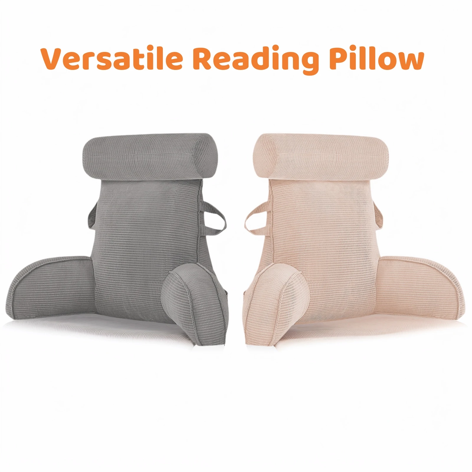 Lesekissen für Bett und Sofa mit abnehmbarem Bezug - Rückenkissen fürs Bett - Memory-Schaum-Lesekissen mit Armlehne, ideal zum Lesen, Fernsehen, Entspannen oder als Rückenstütze – Detail 2