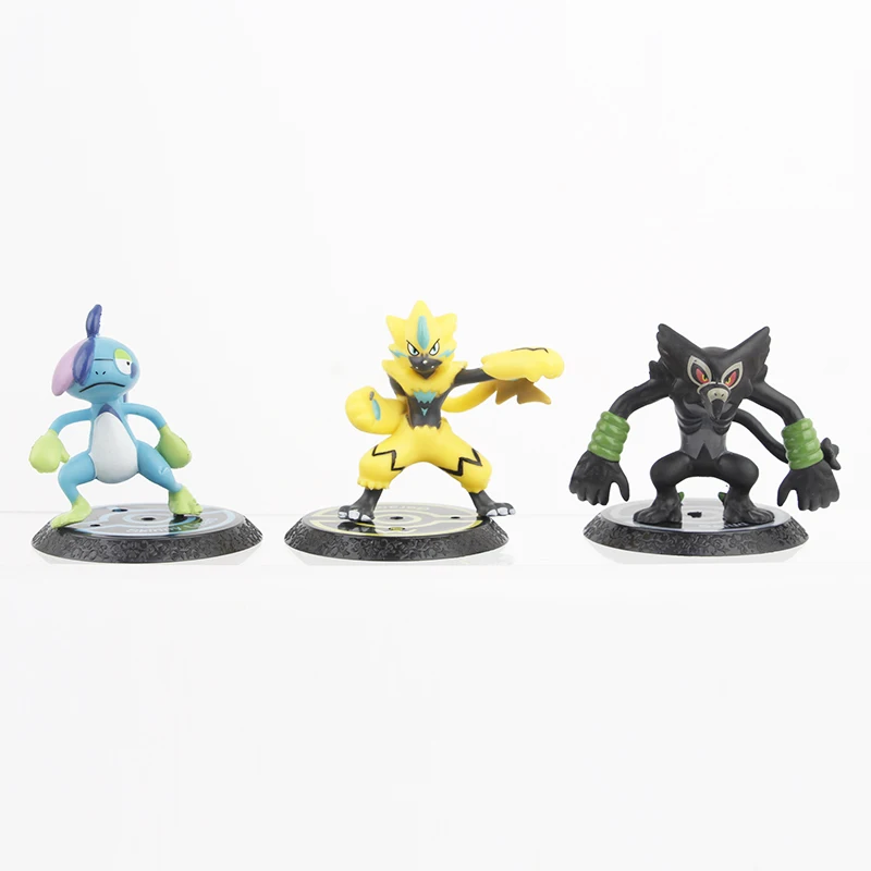 New 6pcs/set Pokemon Mega Greninja Zeraora Scorbunny Zarude Drizzile Figure Toys 7cm