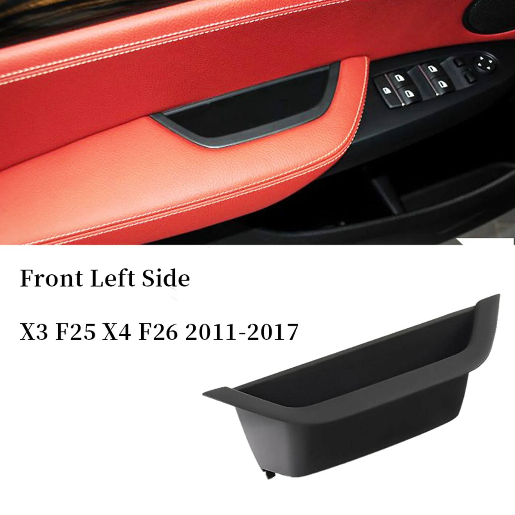 Stable-2X Car Auto Interior Inner Door Handle Pull Trim Compatible For-Bmw F25 F26 X3 X4 2011-2017, Front Left Side,Black