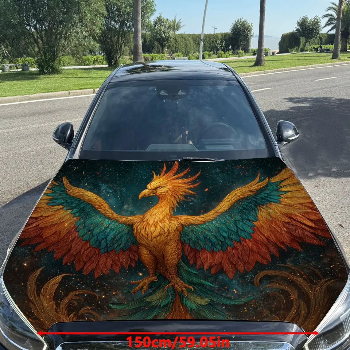 Mysterious Phoenix Car Hood Stickers,Durable PVC Vinyl Packaging,Enhanced Protection And Style,Easy To Apply And Disassemble,Sui
