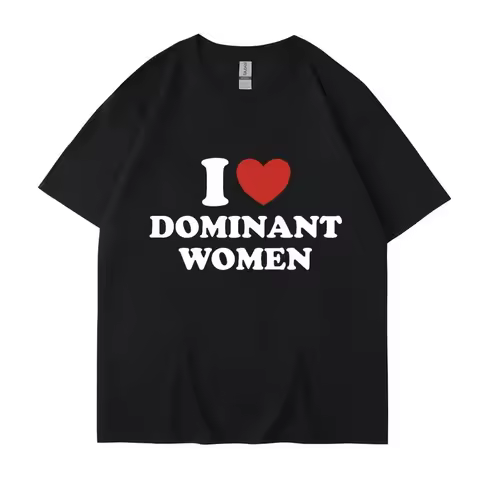 "I Love Strong Women" Graphic Printed T-Shirt - Funny Casual Summer Unique Short-Sleeve Fashion Cotton Streetwear