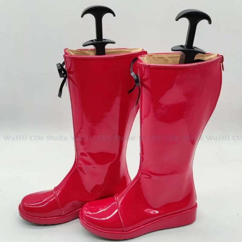 ss23 أنيمي طوكيو ميو Momomiya Ichigo الفراولة الإناث تأثيري الأحمر بولي Boots الأحذية الجلدية أحذية النساء هالوين تأثيري