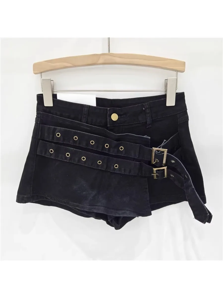 GALCAUR ヒットカラースプライシングレースアップセクシージーンズ女性ハイウエスト痩身アメリカンレトロ女性のパンツ夏の新スタイルのファッション