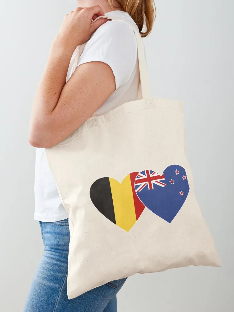 Belgium New Zealand flag heart Tote Bag Women's tote bag cute tote bag university shopper