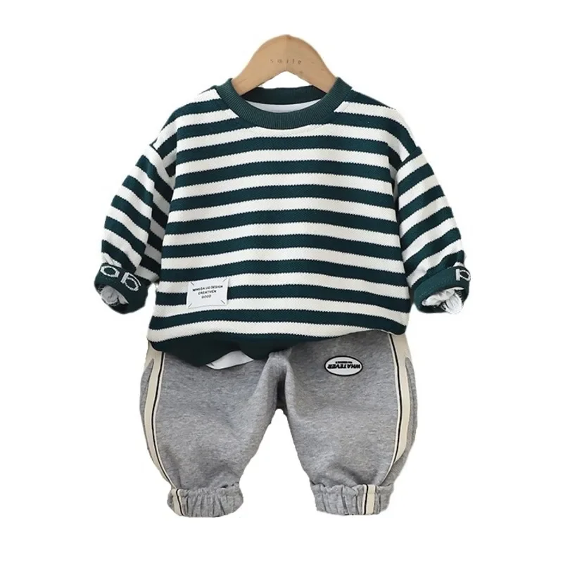 

New Spring Autumn Baby Girls Clothes Suit Children Boys Casual Striped T-Shirt Pants 2Pcs/Sets Toddler Costume Kids Tracksuits