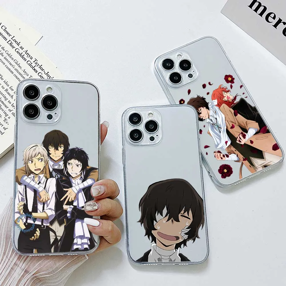 Anime Bungou Stray Dogs Dazai Osamu Phone Case For iphone 15 11 14 13 12 Pro Max X XR 6 7 8 Plus Soft Silicone Transparent Capa