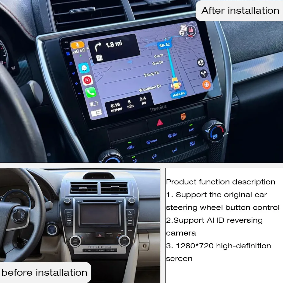 لتويوتا كامري النسخة الأمريكية 1280*720 UIS7862 ثماني النواة 8 + 256gb سيارة الملاحة CarPlay راديو السيارة الوسائط المتعددة مشغل فيديو لتحديد المواقع #2