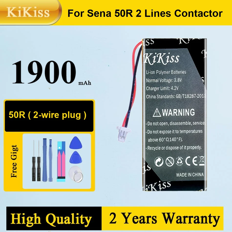 

1900Mah Kikiss Battery 50R(2-Wire Plug) For Sena 50R 2 Lines Contactor
