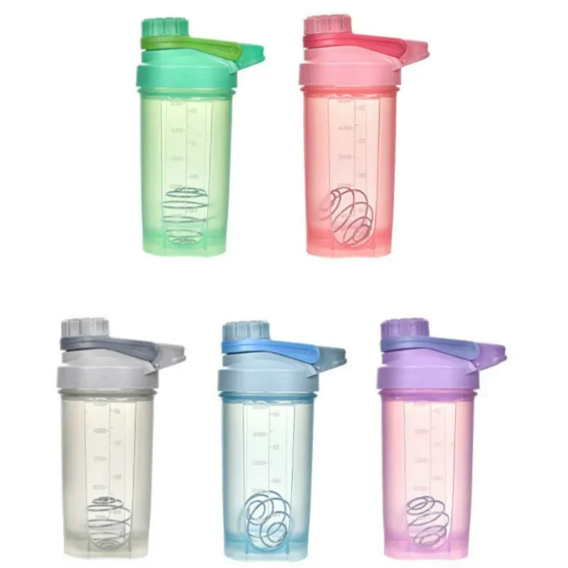 500ml Protable Shaker Bottle Whey Protein Powder Gym Sports Bottle with Stirring Ball Leak Proof Lid Travel Outdoor Water Bottle