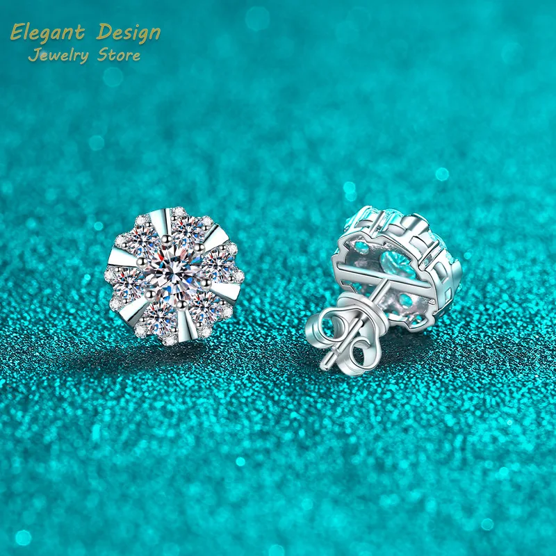 

Delicately Platinum Pt950 Sunflower 1ct Moissanite Stud Earrings Women Luxurious Ear Studs for Everyday Chic Fine Jewelry Gifts