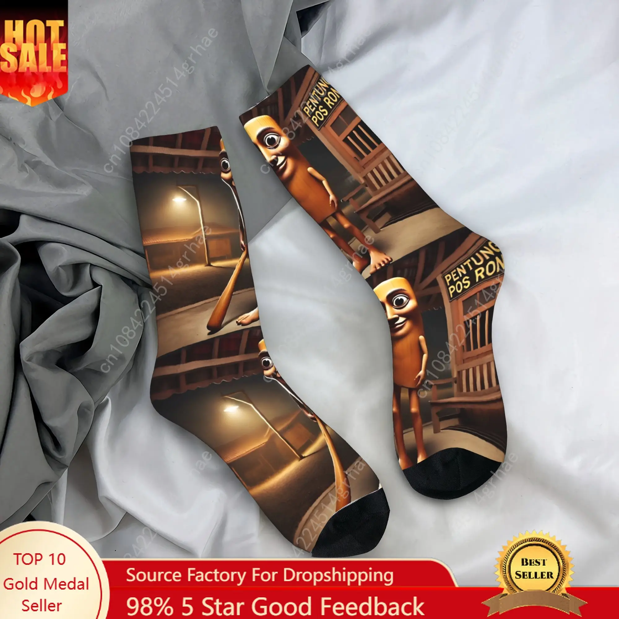 

Tung Tung Tung Sahur Brains Socks Funny Stockings Autumn Anti Bacterial Men Socks Comfortable Printed Running Socks