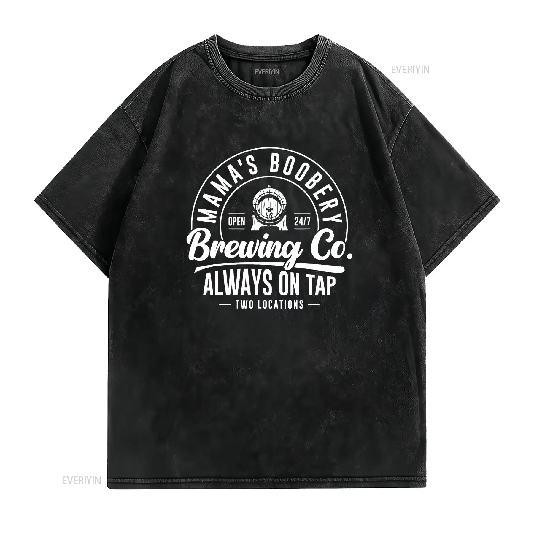 Mama s Boobery Brewing Co New Mom Breastfeeding Funny T Shirt vintage Washed Stretched Top For Everyday Wear Versatile homme