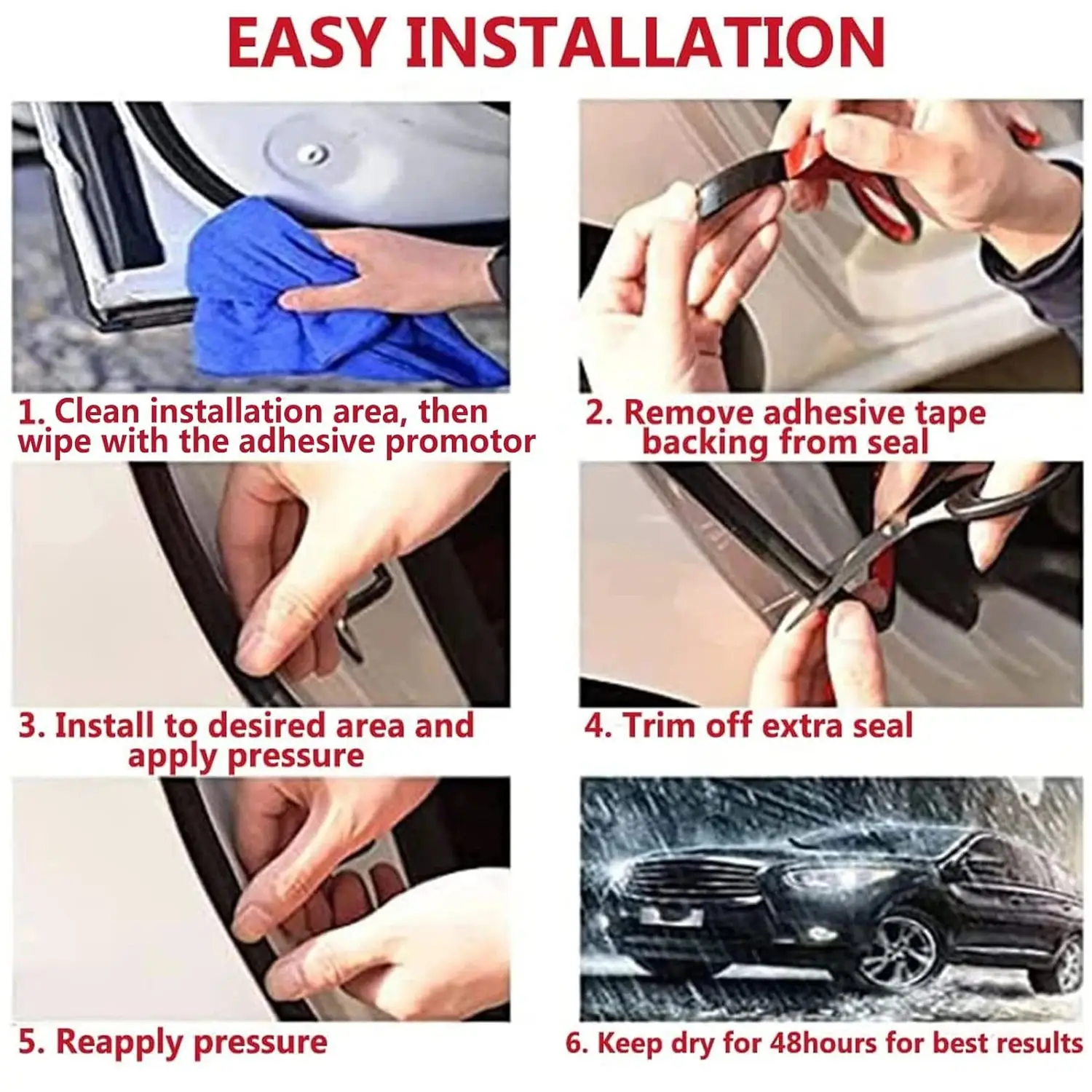 Door Seal Strip Kit Self Adhesive Window Engine Cover Soundproof Rubber Weather Draft Wind Noise Reduction Fit For Ford Puma