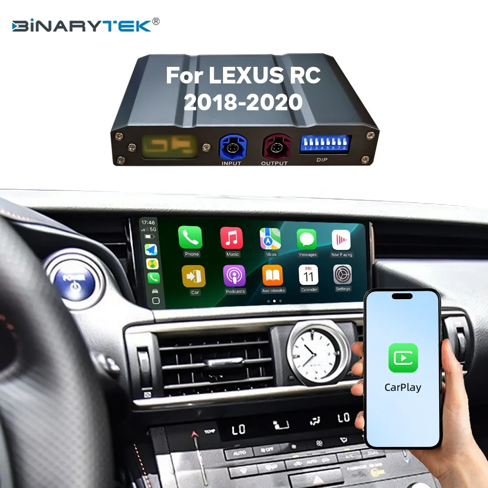 NewFor Lexus RC 2018-2020 Linux Interface Box Wireless CarPlay Android Auto CarPlay Module Decoder Car Radio Binarytek
