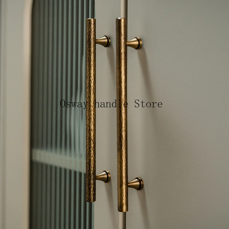

Ретро-бронзовые ручки и кнобы ручной работы из цельной латуни для мебели, шкафов, гардеробов, ящиков, антикварные Т-образные ручки-рейлинги