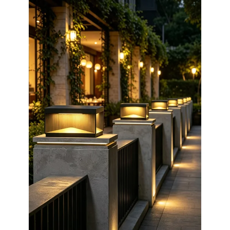 LED Box Lawn Lamp Waterproof IP65 AC110V 220V Outdoor Courtyard Street Light For Pillar Chapiter Fence Door Post Path Decoration