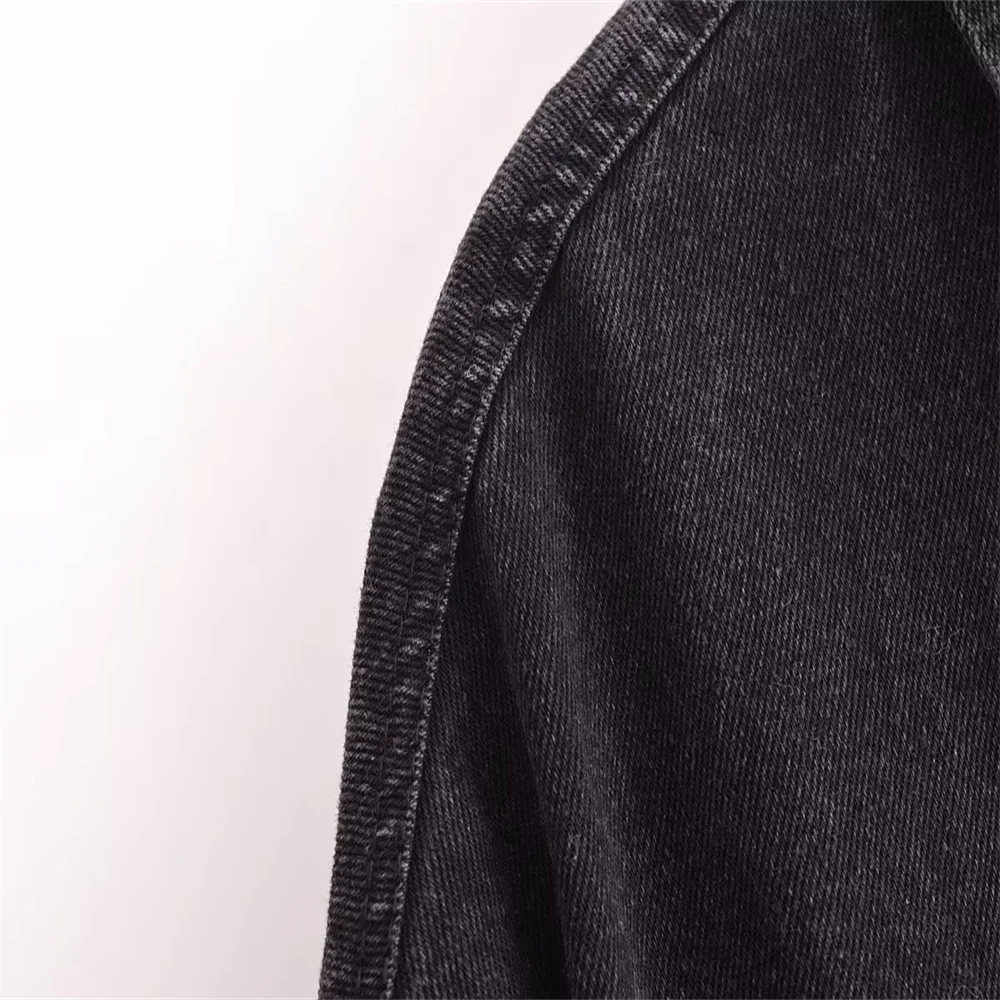 여성용 신상 트렌디 루즈핏 캐주얼 만능 카라 포켓 데님 셔츠 자켓