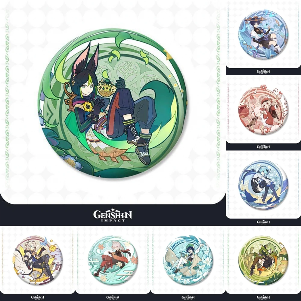 

58 мм игра Genshin Impact Blooming Festival ‌ Tighnari Collei Kaedehara Kazuha Косплей Костюм Значок Булавка SPTE Жесть Брошь Опора