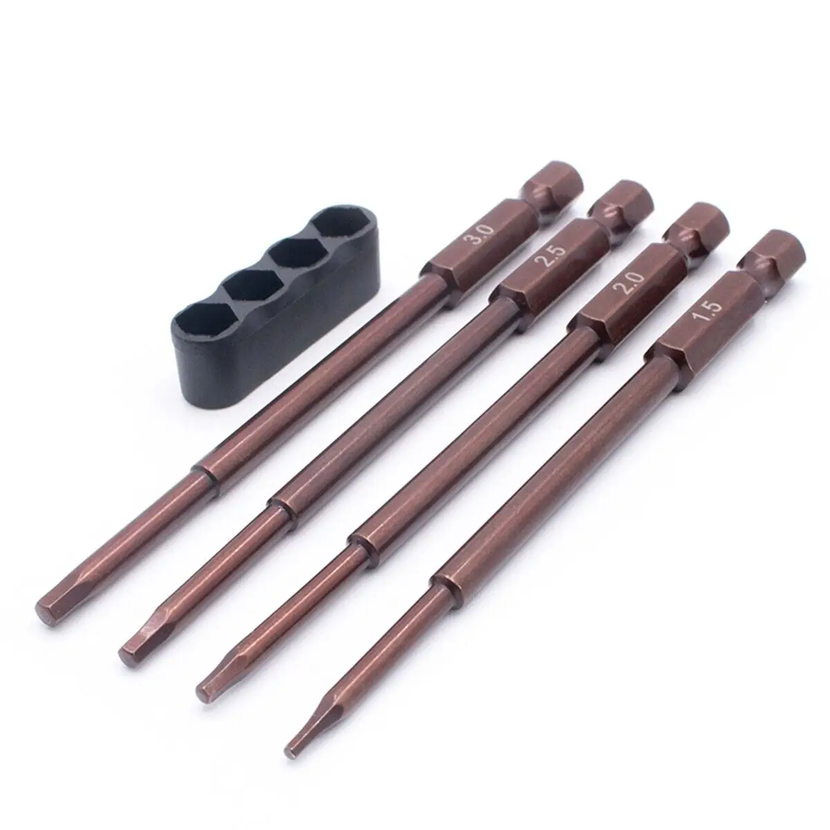 

LCX Racing RC Tool 4pc 1/4" Metric Hex Bit Set(1.5mm 2.0mm 2.5mm 3.0mm), Electric Screwgun, Power Drill RC Hobby Tool