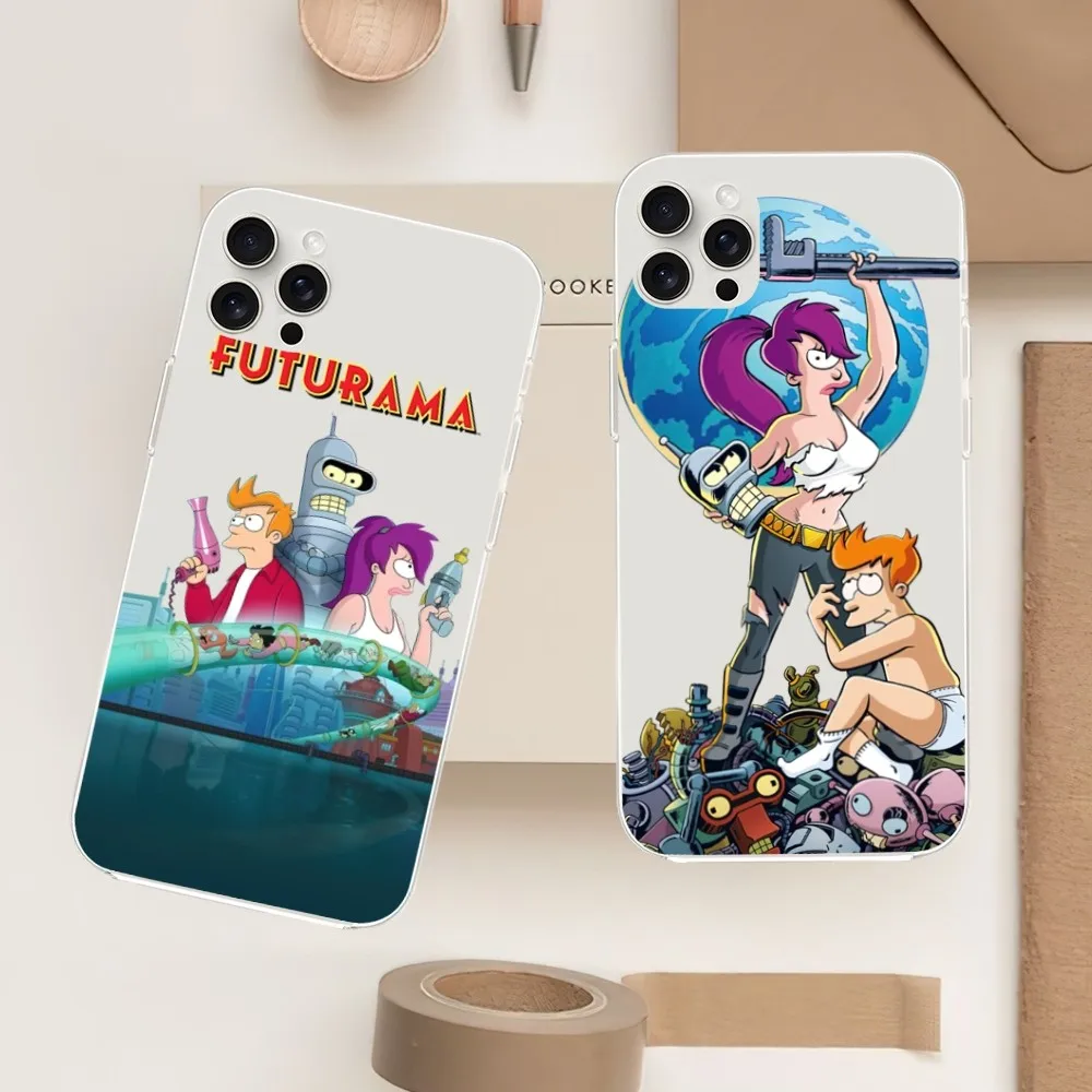 Cartoon F-Futurama Cool Phone Case For iPhone Mini Plus 11 13 12 14 15 8 Pro XS Max X SE XR Transparent Shell