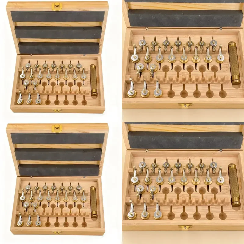 20pcs Watch Repair Tools Kit with Clockwork Winder and Curling Iron Tools Special Wooden Box for Mechanical Watch Maintenance