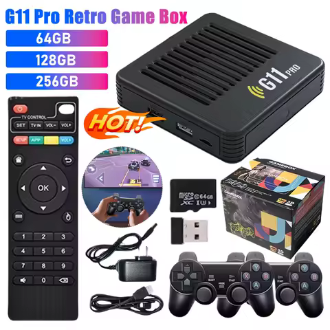 G11 Pro Retro Game Box HD Video Game Console Built in 10000 Games 4K HDMI-Compatible Output with 2.4G Wireless Dual Gamepad