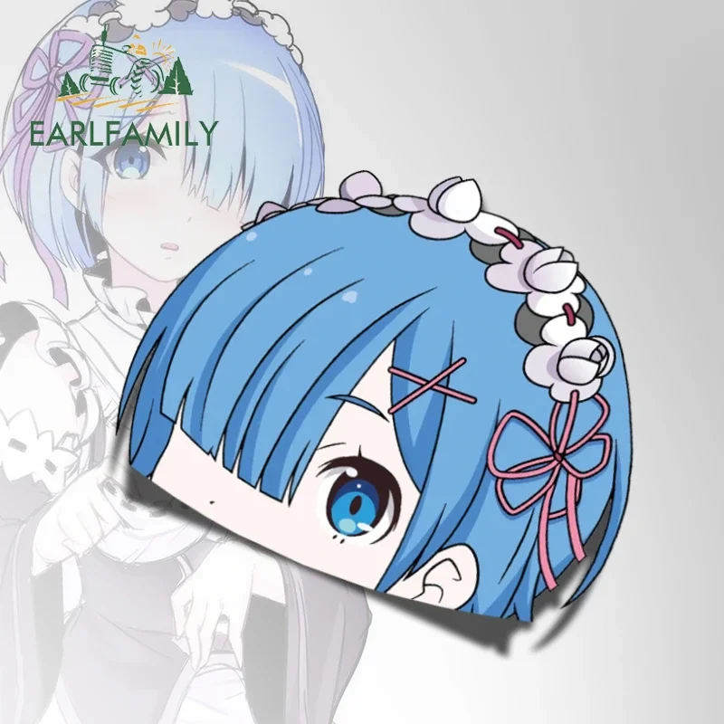 

EARLFAMILY 13cm x 11.7cm for Rem Anime Peeker Car Stickers Vinyl Car Wrap Motorcycle Decal Caravan Graffiti JDM Auto Accessories