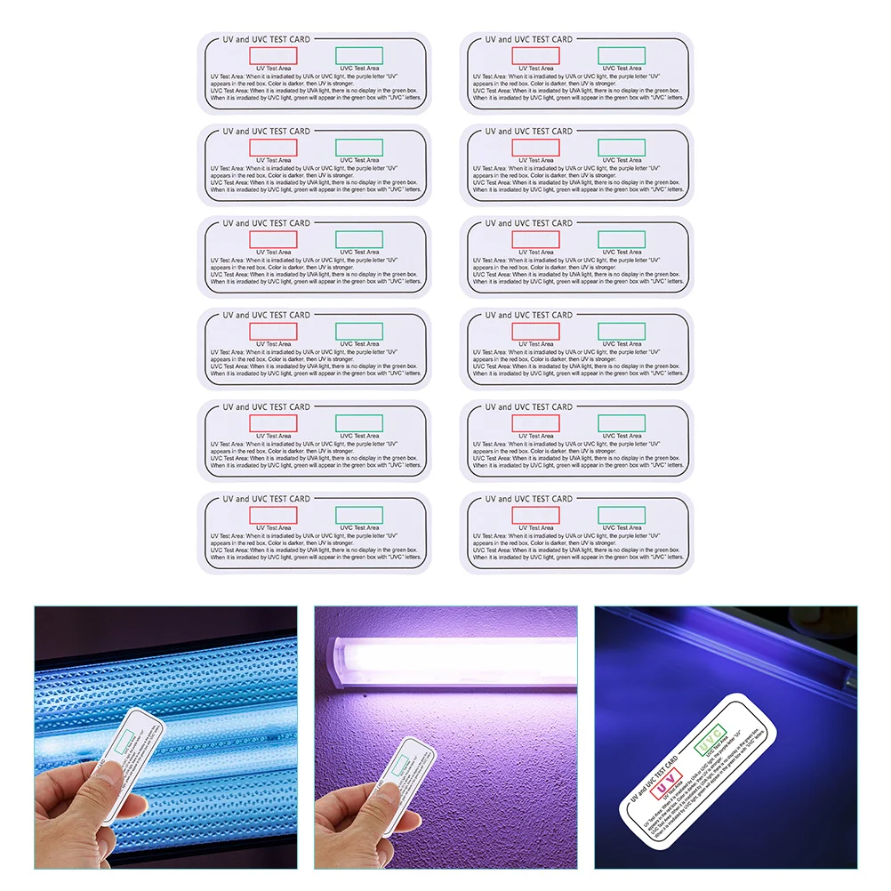 12 Pcs UV Light Effect Tester Cards Papers for Detection Kit Indicator Suite Strips