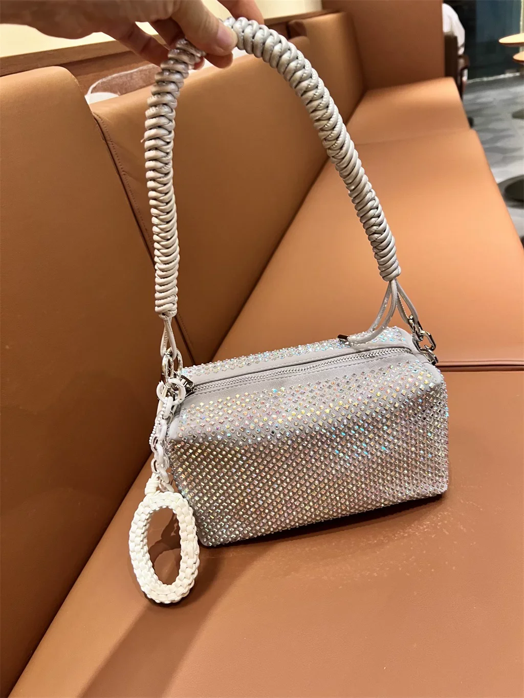 Glitter Rhinestone Diamond Women Handbag Thick Strap Bling Shoulder Crossbody Bag Glitter Evening Bag Wedding Party Clutch Purse