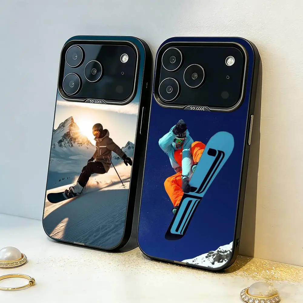 

S-Skiing S-Snow Snowboard Ski Phone Case For iPhone17 16 15 14 13 12 Pro Max Grey Black Matte Laser Metallic Aurora Funda