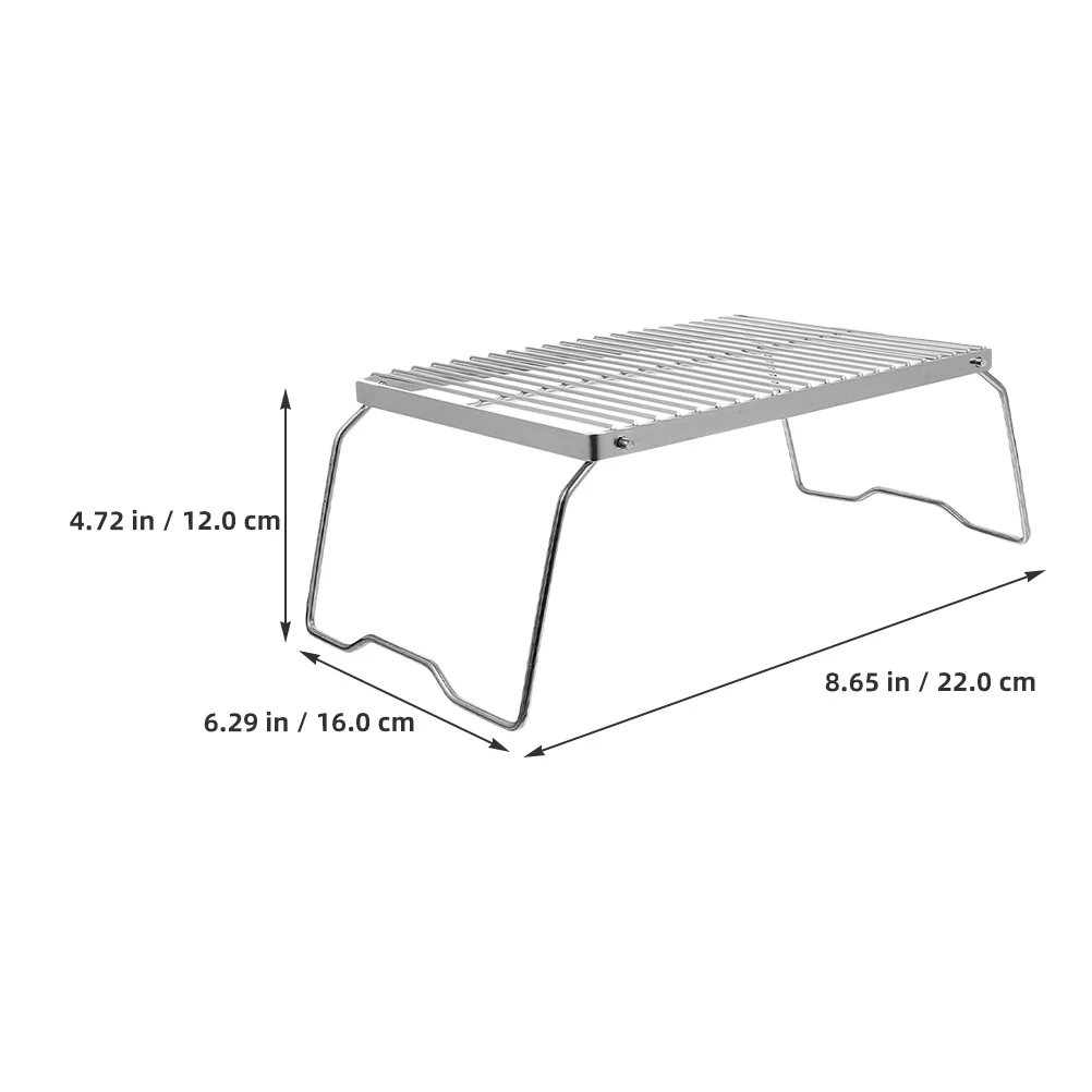 Portable Folding Stove Rack Stainless Steel Rectangular Mesh Grill Grid For Outdoor Picnic Baking Cooling Roasting Bbq
