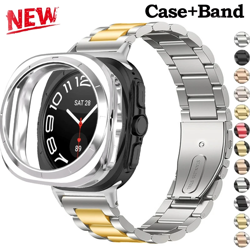 Csse + สําหรับ samsung galaxy watch Ultra 47 มม. สายสแตนเลส soft TPU case protector galaxy watch ultra 47 มม. correa