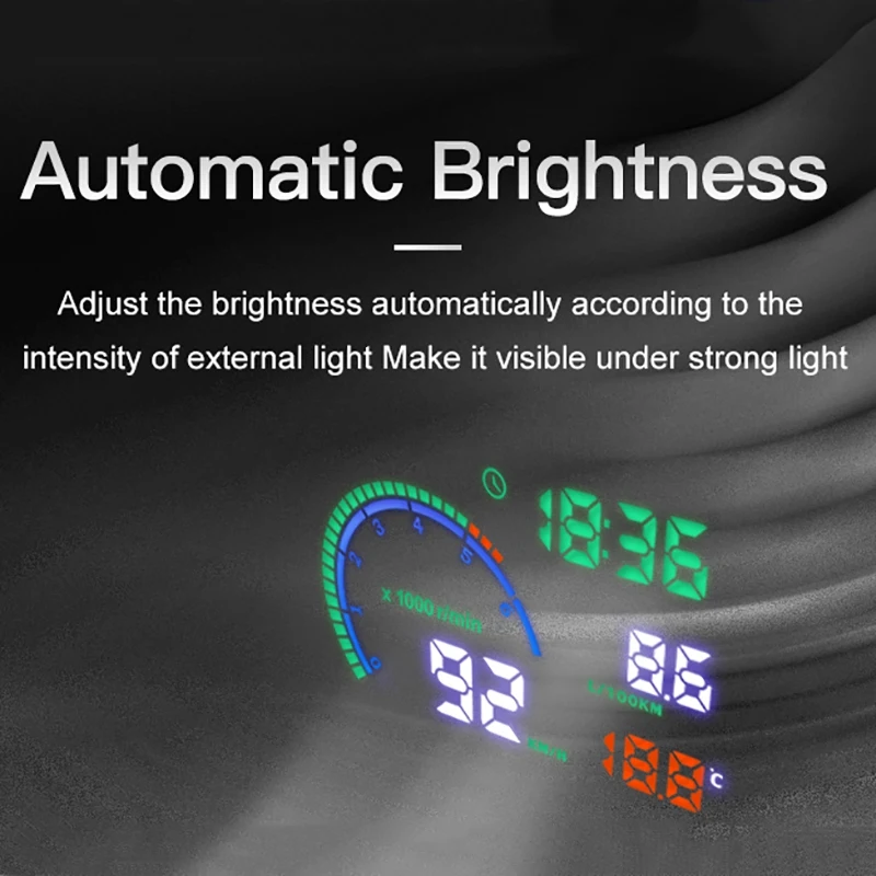 HUD I9 Head Up Display Auto HUD OBD2 ความเร็วรถโปรเจคเตอร์ KMH MPH Speedometer การใช้น้ํามันนาฬิกาปลุก