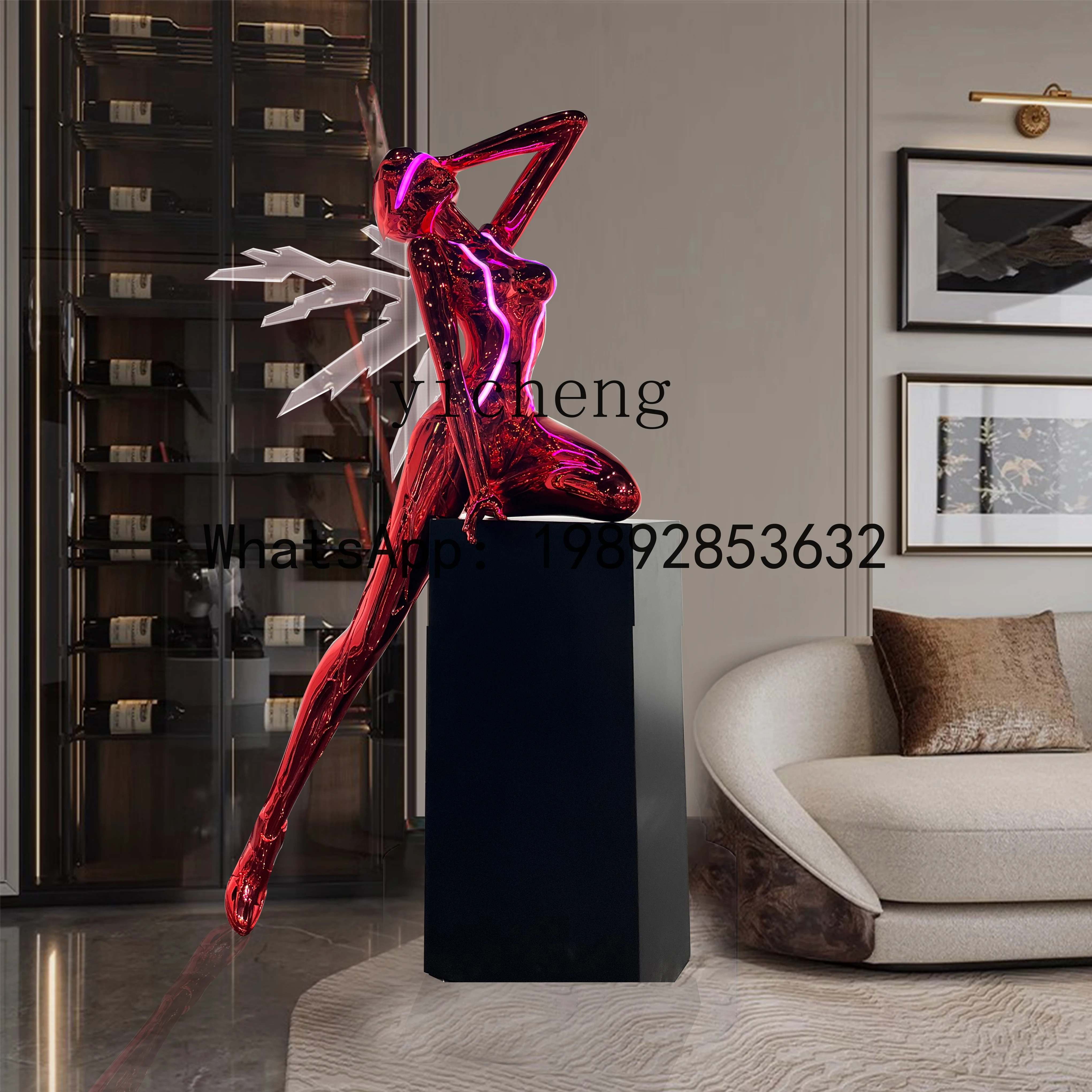 b3 Mechanical Girl Sculpture Figure Sculpture Bar E-sports Hall Mall Floor Decoration Ornament