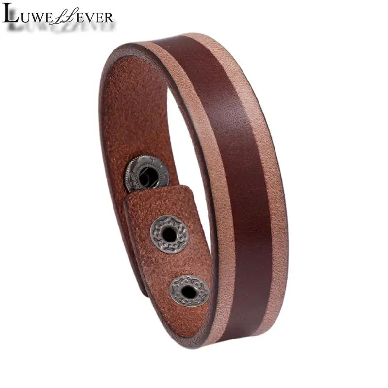 Retro Fashion 138 Line Real Genuine Leather Bangle Bracelet Charm Jewelry For Women Men Gift 23cm