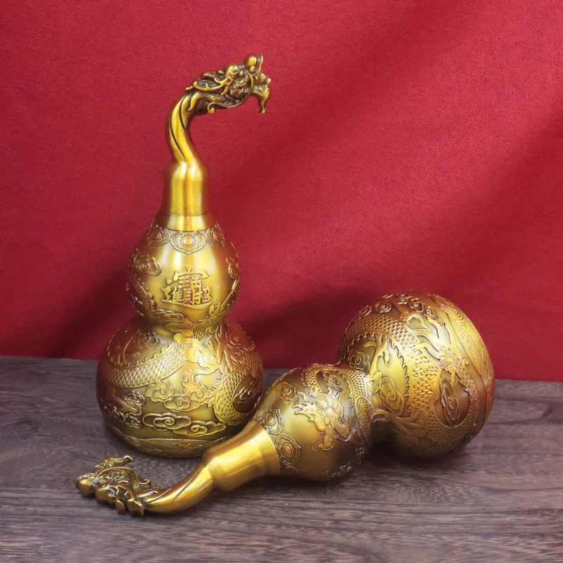 Brass Carved Gourd Flower Blooming Wealth Gourd Kirin Gourd Five Ox Gourd Dragon Head Gourd Home Decoration
